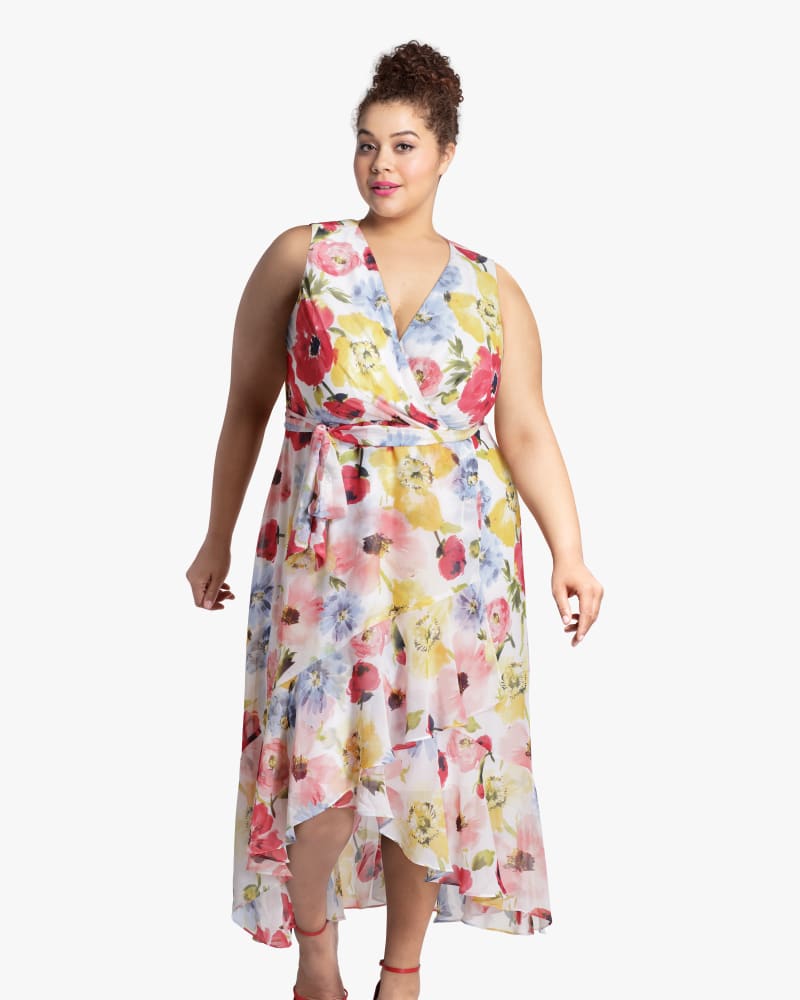 Front of plus size Vanessa Ruffled Faux Wrap Dress by Chetta B | Dia&Co | dia_product_style_image_id:117498